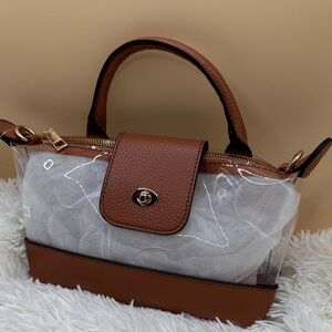 Elegant Brown Transparent Handbag